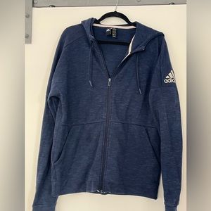 ✨SALE✨Adidas Men’s Hoodie Zip-up Sweatshirt MEDIUM Blue Navy Logo Jacket